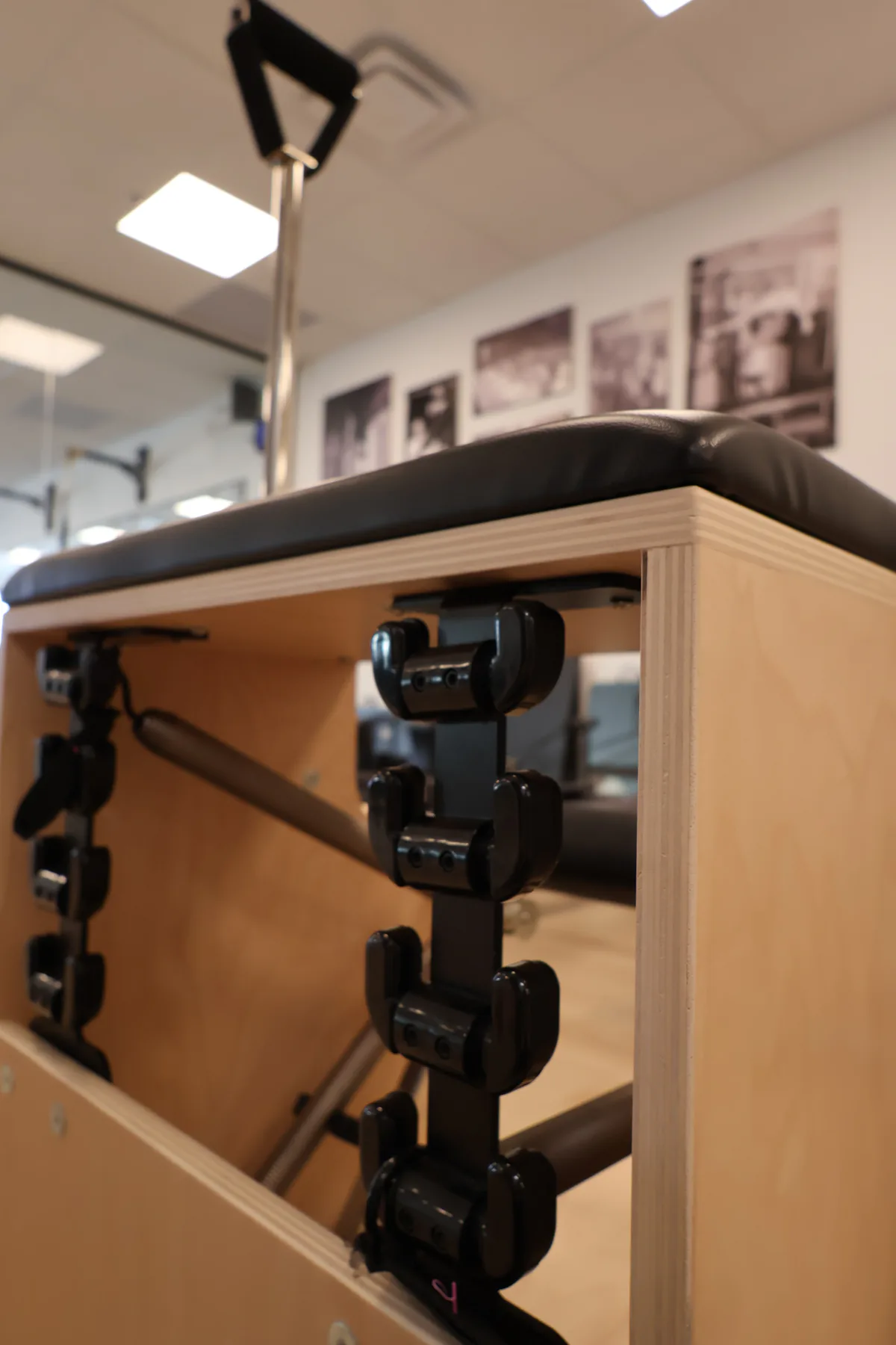 Wunda Chair pedal and spring details for supported strength work.