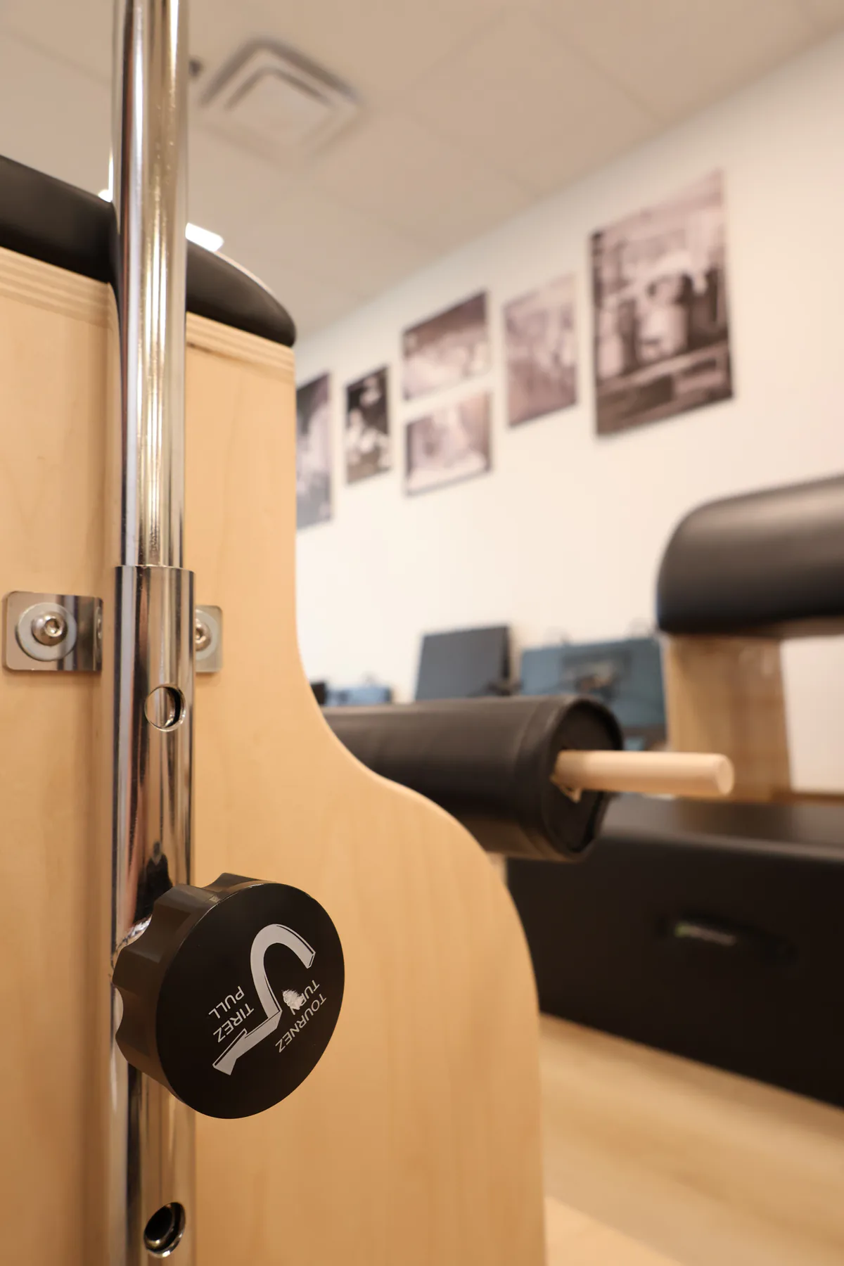 Wunda Chair positioned among the apparatus in the second room.