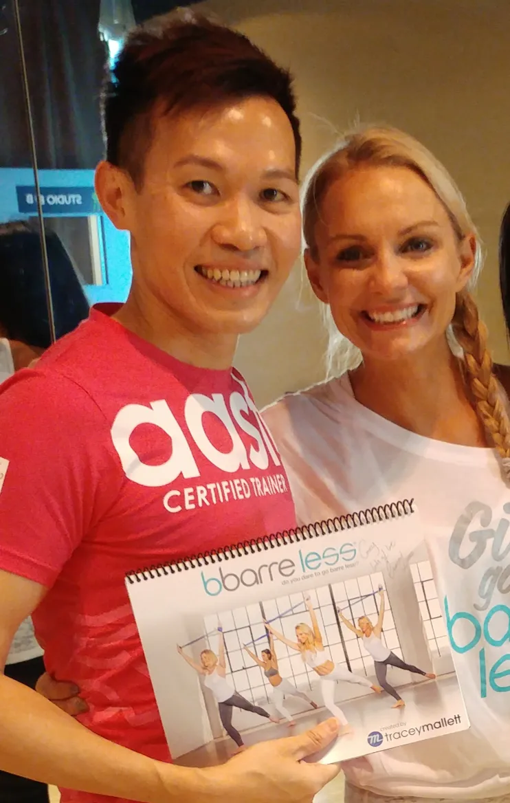 Gary Fok with Tracey Mallett, fitness expert and creator of bodybarre.